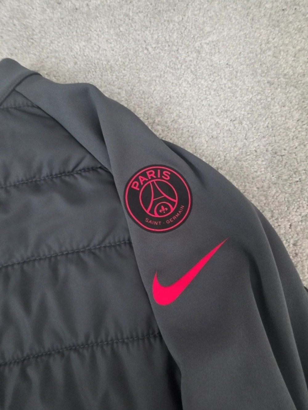Nike Grey Jacket with Neon Pink PSG Accents